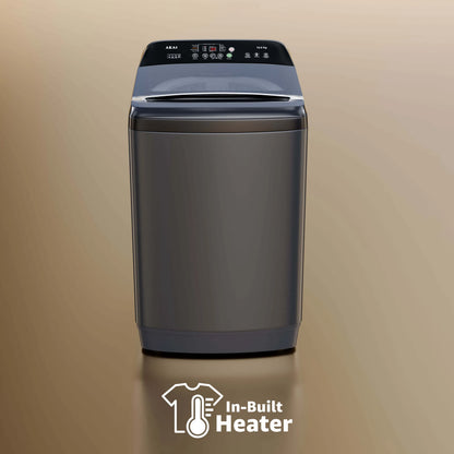Akai 12Kg, 5 Star, Fully Automatic Top Load Washing Machine with In-Built Heater, Glass Lid, Mid Black, AFT-120DBG-H