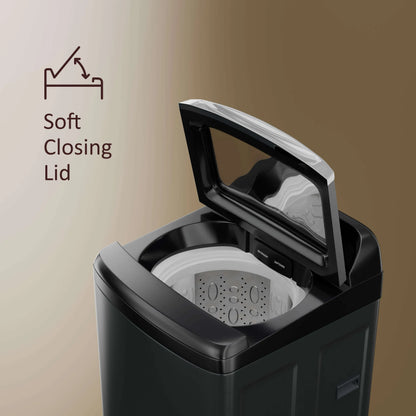 Akai 12Kg, 5 Star, Fully Automatic Top Load Washing Machine with In-Built Heater, Glass Lid, Mid Black, AFT-120DBG-H