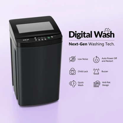 Akai 7.5Kg, 5 Star, Fully Automatic Top Load Washing Machine, Glass Lid, Mid Black, AFT-75DBPG