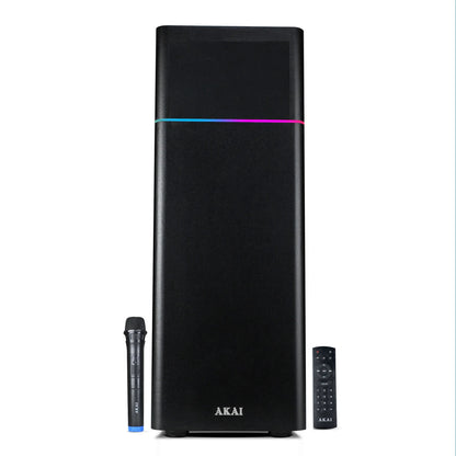 AKAI UltraBoom-60 Bluetooth Party Speaker with Wireless Mic | 60W RMS | 5.25'' Woofer | Karaoke | RGB LED Lights | FM