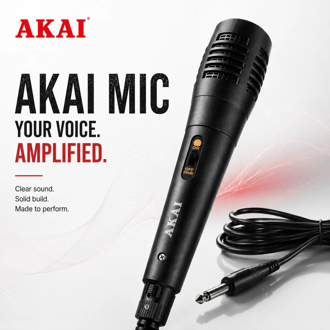 AKAI Professional Dynamic Wired Microphone with 6.35mm Jack | High Sensitivity Vocal Mic for Karaoke, Singing, PA Systems, Amplifiers & Speakers