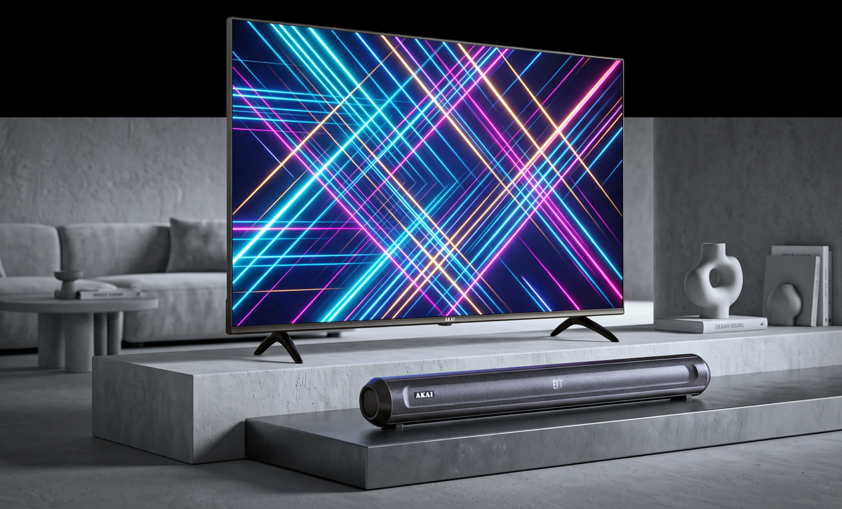 AKAI 43" 4K Ultra HD QLED Google TV + 60W Soundbar Combo