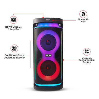 AKAI PM-1400 Turbo 140W RMS Bluetooth Party Speaker