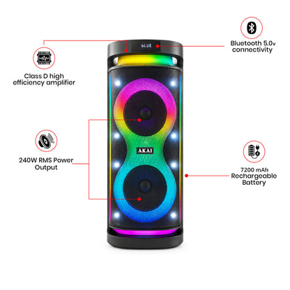 AKAI PM-2400 Turbo 240W RMS Portable Party Speaker